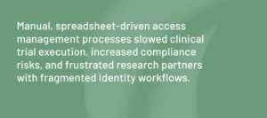 Manual, spreadsheet-driven access management processes slowed clinical trial execution