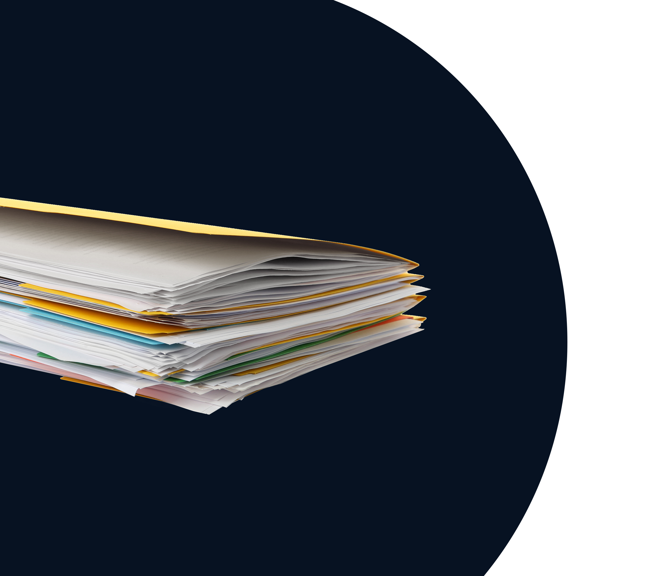 Colorful folders filled with paperwork which must be secured for compliance.