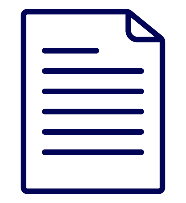 Icon of a document, with lines on it, and a folded corner