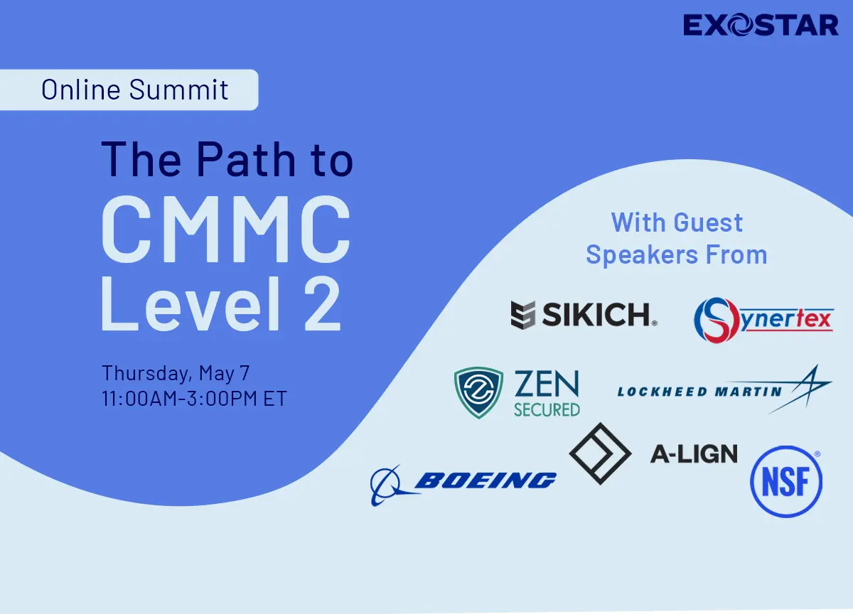 Graphic for Online summit: The Path to CMMC Level 2 with partner logos