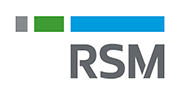 The RSM corporate logo, small, in blue green and gray on blank background.