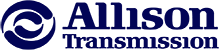 Allison Transmission logo small symbol in blue letters and white background.