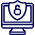 Cybersecurity icon of a computer screen with a shield and lock.