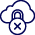 Cloud cybersecurity icon with cloud and lock symbols.