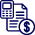 Paper with calculator and dollar sign icon.