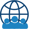 Three figures in front of a globe representing Secure Access Manager.