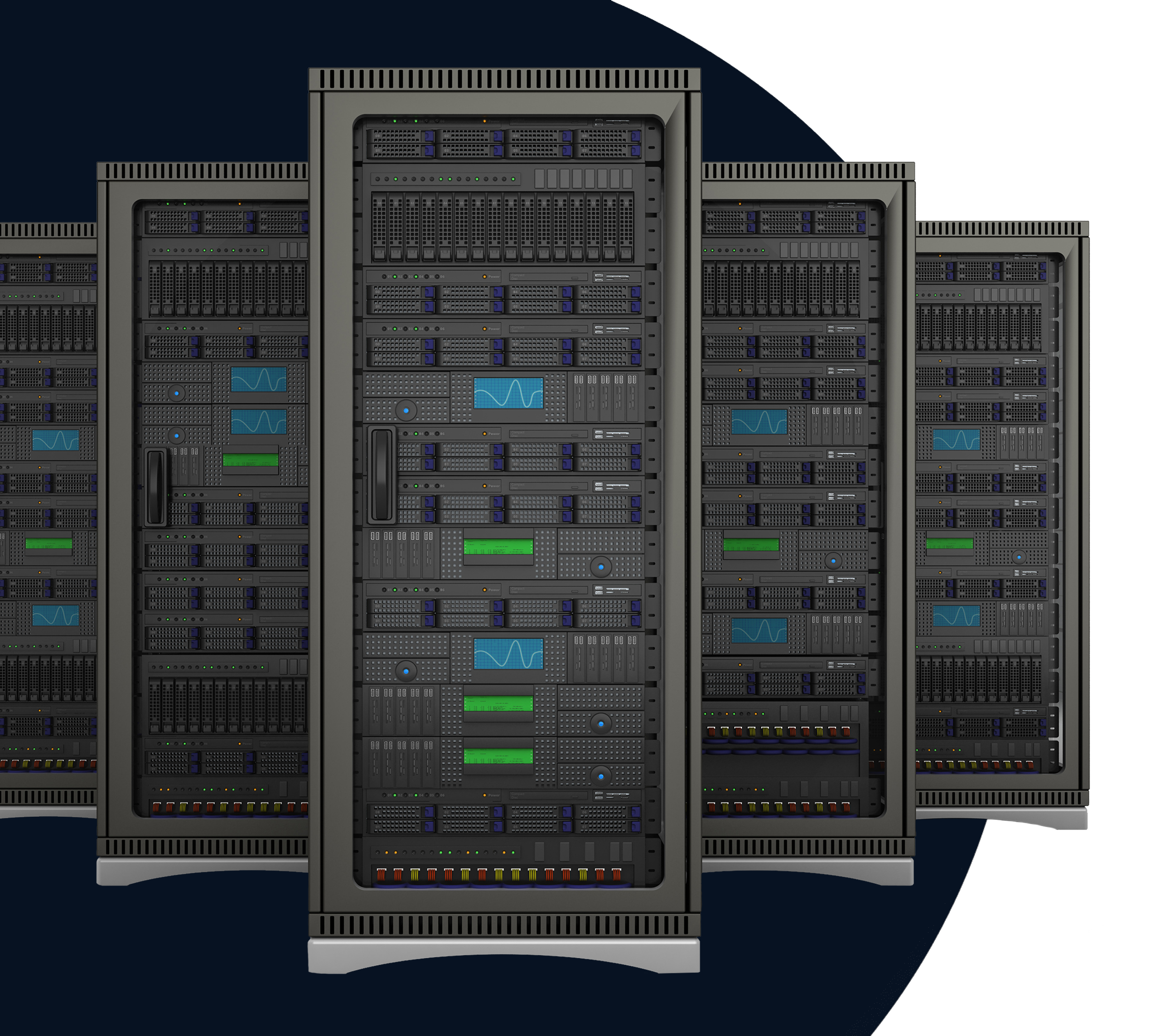 A group of servers to indicate the need for cybersecurity.