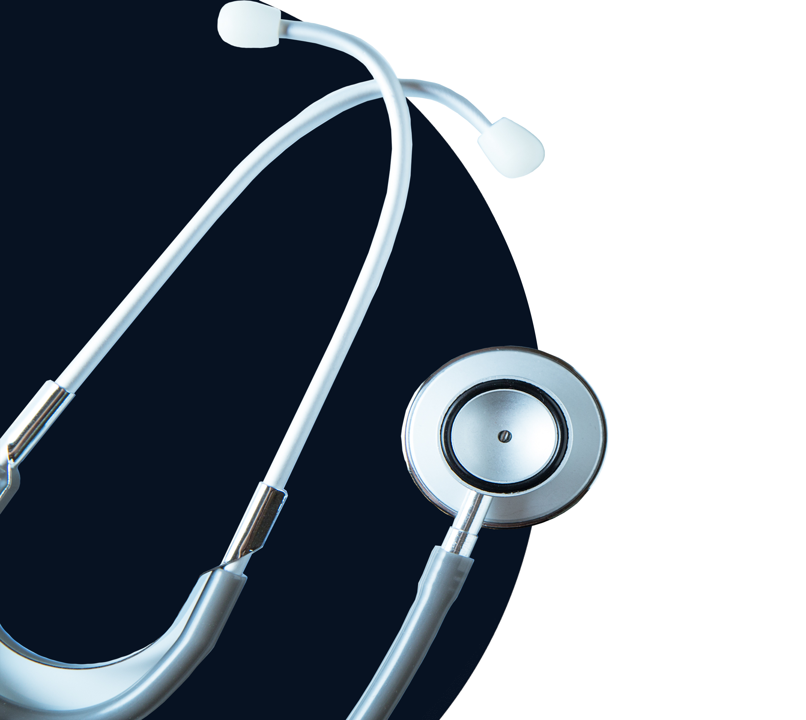 Stethoscope in a black circle for a healthcare related case study.