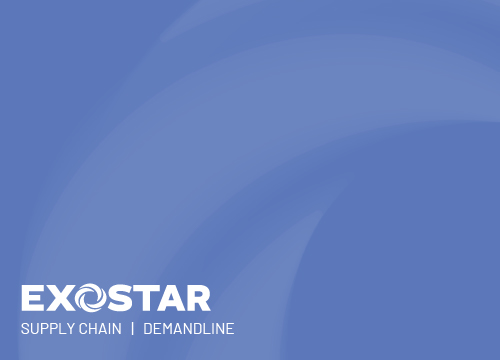 Exostar logo on blue background for Supply Chain and DemandLine