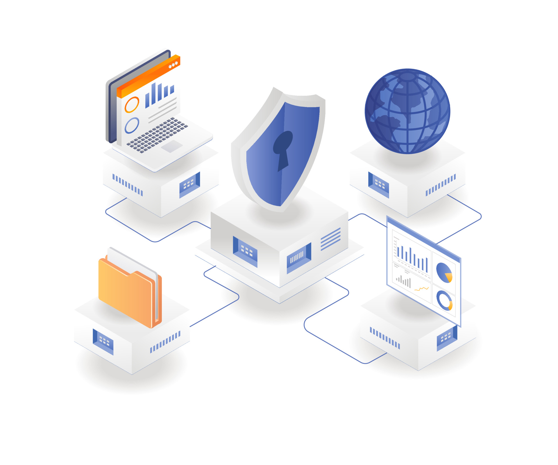 Drawing of a computer network to represent CMMC cybersecurity