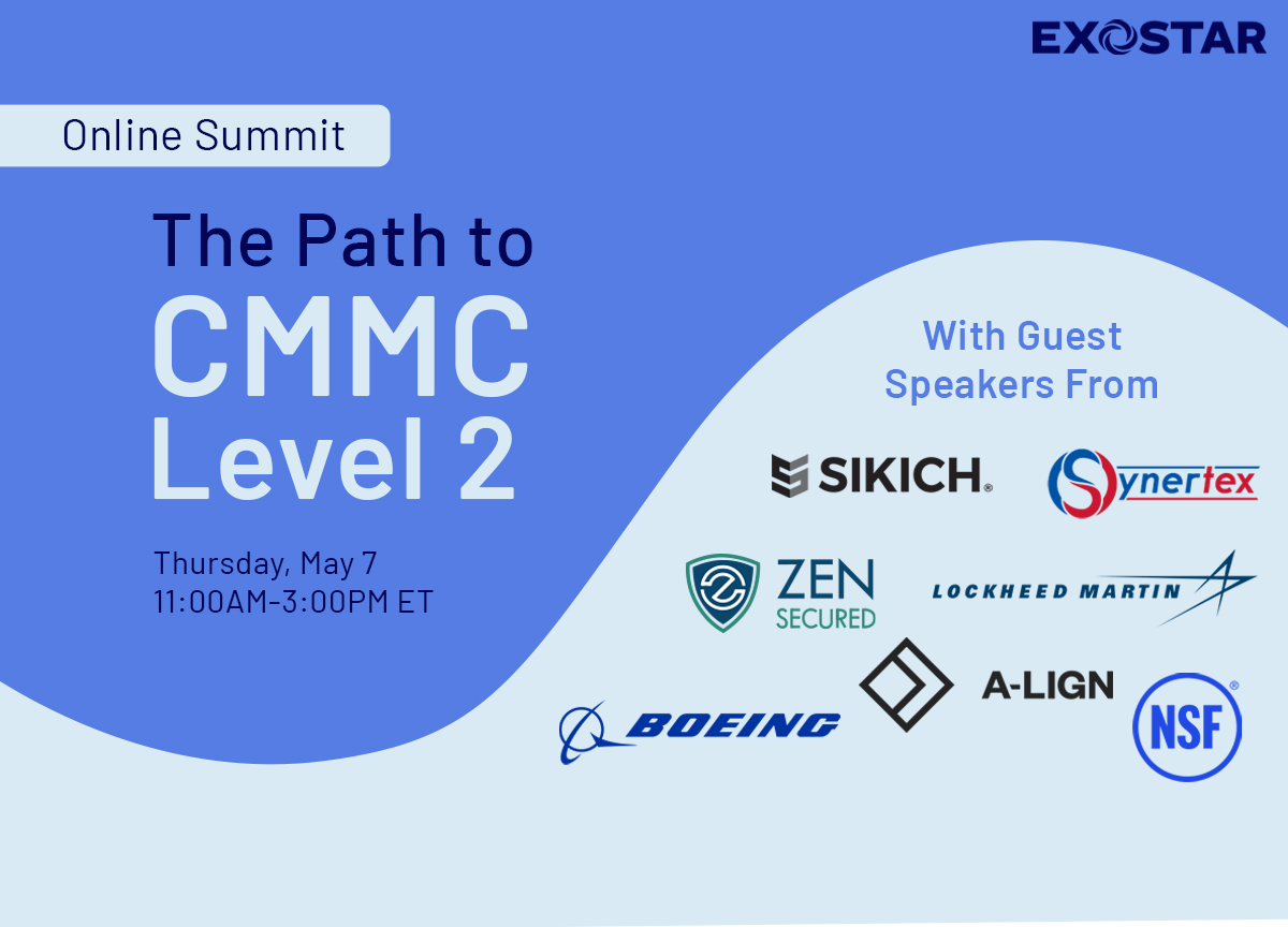 Graphic for Online summit: The Path to CMMC Level 2 with partner logos