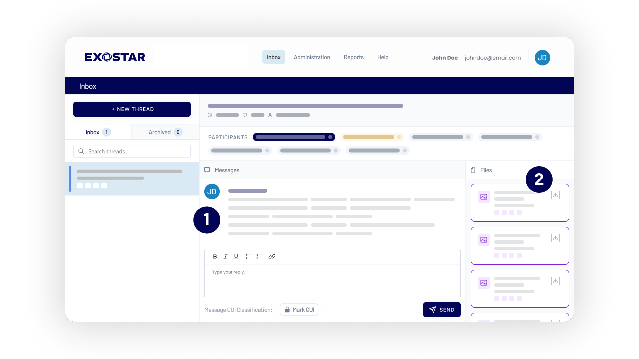 A view of the secure exchange dashboard